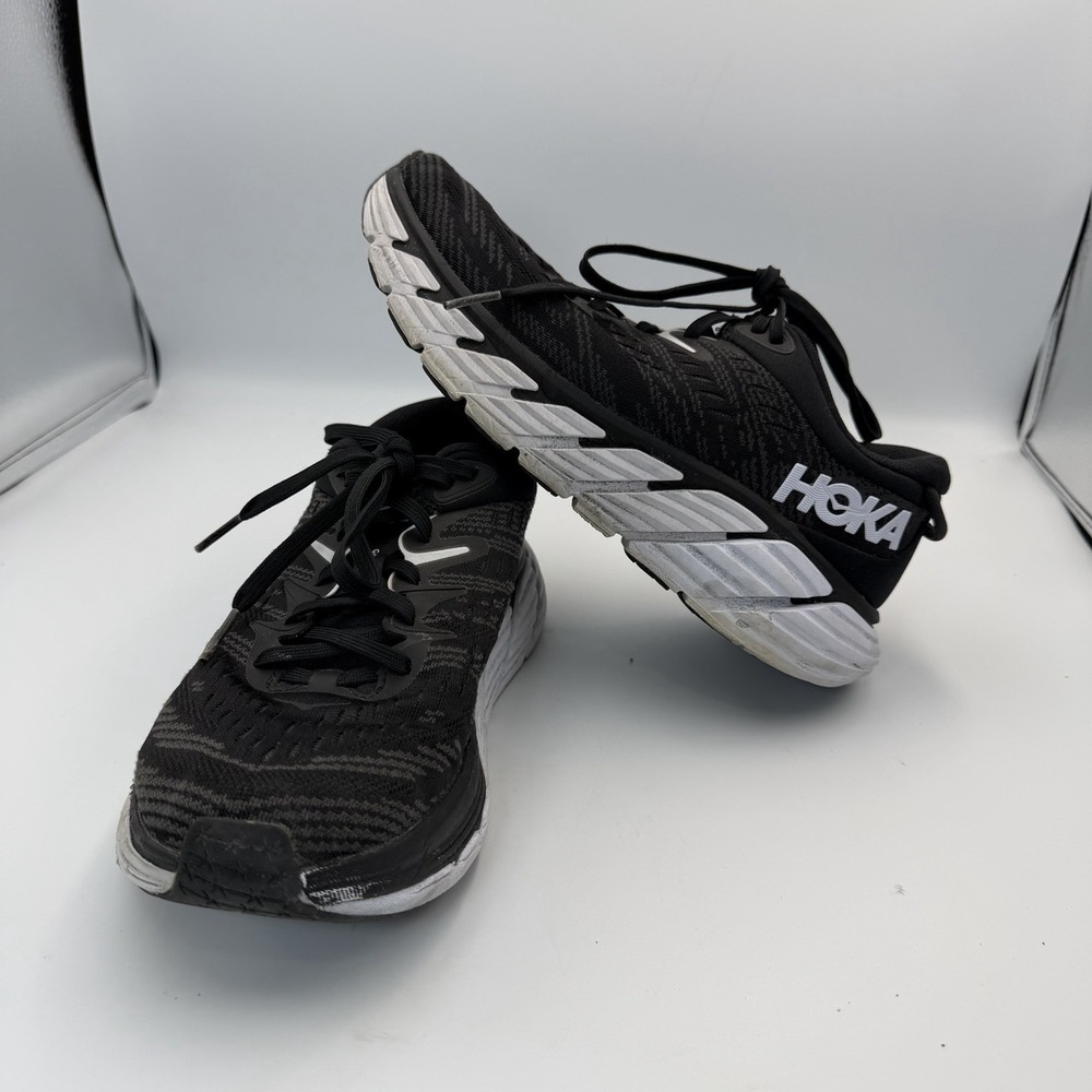 HOKA ONE ONE Woman's GAVIOTA 4 Stability Running Shoes, 8 D US, BLACK/WHITE